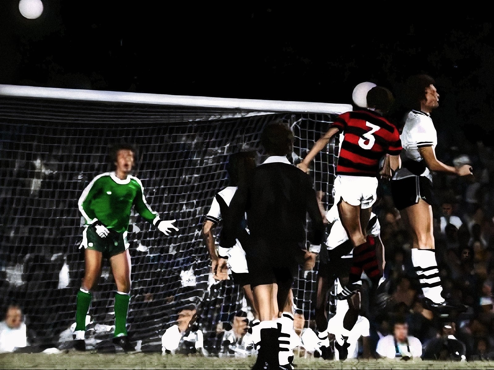 Rondinelli sobe a marca de cabeça o gol do título carioca do Flamengo sobre o Vasco em 1978
