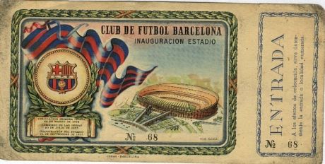 Ingresso de inauguração do Camp Nou, 24 de setembro de 1957