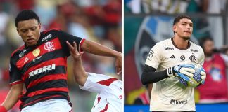 Daniel Sales e o goleiro Caio Barone no Flamengo