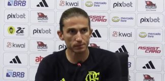 Filipe Luis em entrevista após vitória do Flamengo sobre o Criciúma