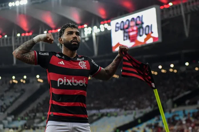 Gabigol comemora mais um gol pelo Flamengo