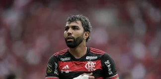 Gabigol comemora gol pelo Flamengo 2024