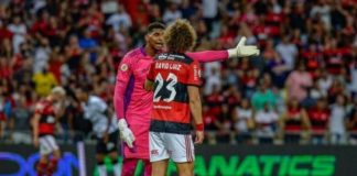 Hugo Souza e David Luiz no Flamengo em 2021