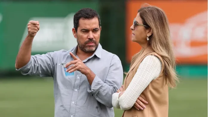 João Paulo Sampaio e Leila Pereira, presidente do Palmeiras