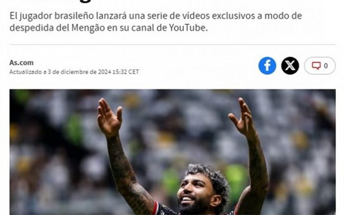 Jornal espanhol destaca despedida de Gabigol do Flamengo