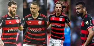 Os zagueiros do Flamengo em 2024: Léo Pereira, Léo Ortiz, David Luiz e Fabrício Bruno