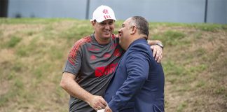 Rogério Ceni e Marcos Braz no Flamengo em 2020