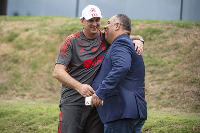 Rogério Ceni e Marcos Braz no Flamengo em 2020