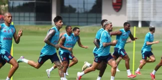 Jogadores do Flamengo treinam no Ninho do Urubu 2025