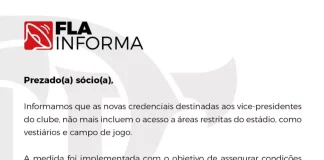 Comunicado do Flamengo aos sócios