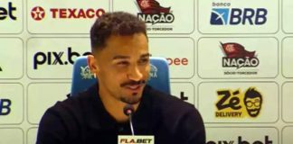 Danilo em sua entrevista coletiva de apresentação no Flamengo