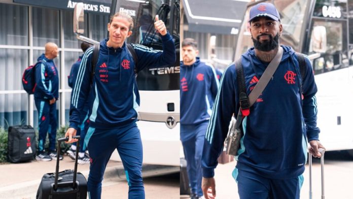 Filipe Luís e Gerson em viagem do Flamengo para Fort Laudardale nos USA 2025