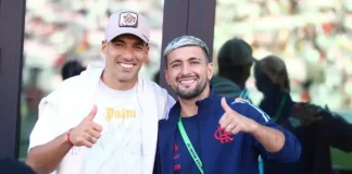 Luiz Suárez e Arrascaeta no jogo entre Flamengo x São Paulo nos EUA 2025