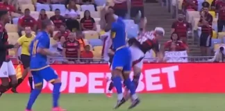 Varela em campo no jogo entre Flamengo 2 x 0 Sampaio Corrêa