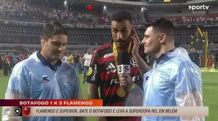 Danilo concede entrevista ao Sportv após conquistar a Supercopa do Brasil pelo Flamengo