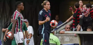 Filipe Luís e Arias, no Flamengo x Fluminense pelo Carioca 2025