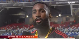 Gerson concede entrevista ao Sportv, após a conquista da Supercopa 2025