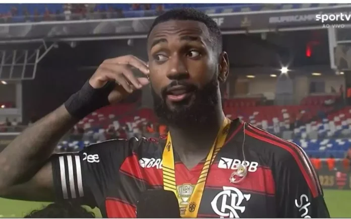 Gerson concede entrevista ao Sportv, após a conquista da Supercopa 2025