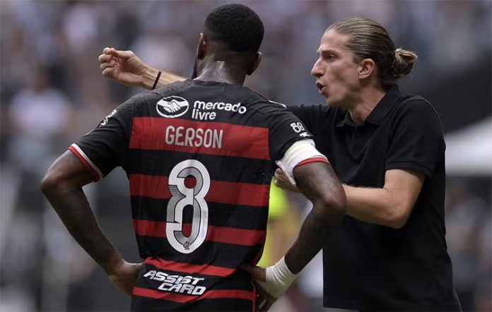 Gerson e Filipe Luís no Flamengo em 2024