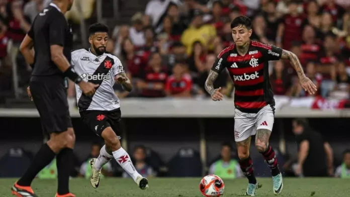 Pulgar em campo na vitória do Flamengo sobre o Vasco
