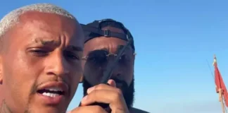 Wesley e Gerson na praia em folga no Flamengo