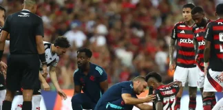 Bruno Henrique sentiu dores na coxa no jogo contra o Vasco