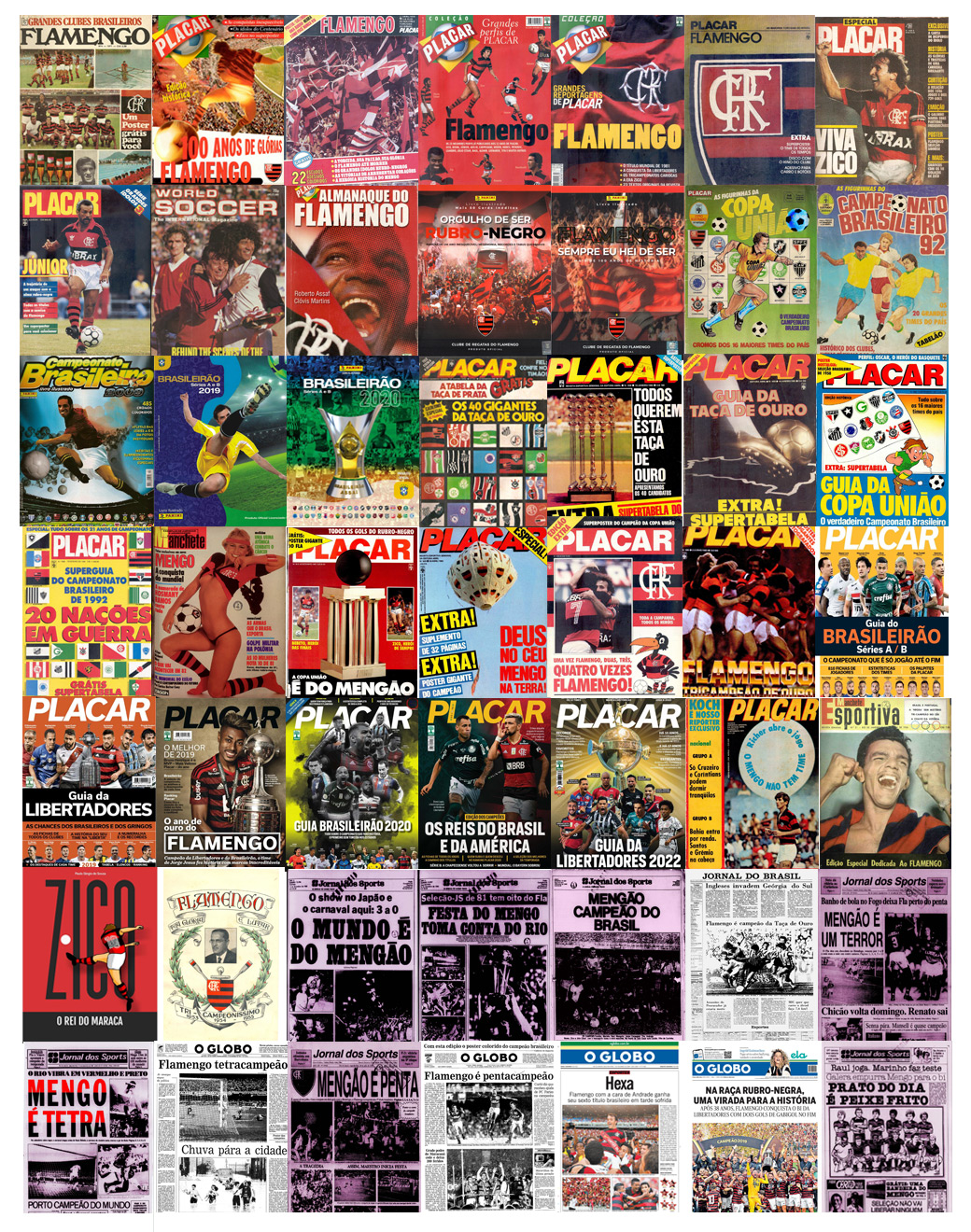 Revistas, Álbuns, Livros e Jornais digitais da coleção Rubro-Negra