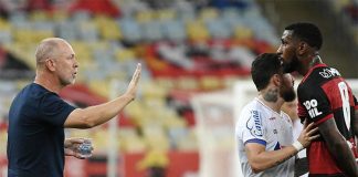 Gerson e Mano Menezes no Flamengo x Bahia de 2020