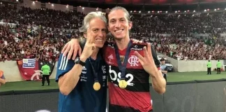 Jorge Jesus e Filipe Luís no Flamengo em 2020