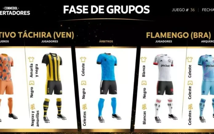 Uniformes para o confronto entre Deportivo Táchira x Flamengo