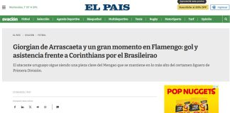 Arrascaeta é destaque no jornal uruguaio El Pais