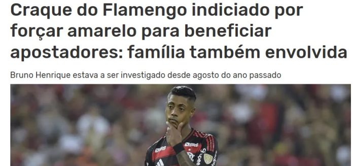 Jornal Record de Portugal repercute o caso Bruno Henrique