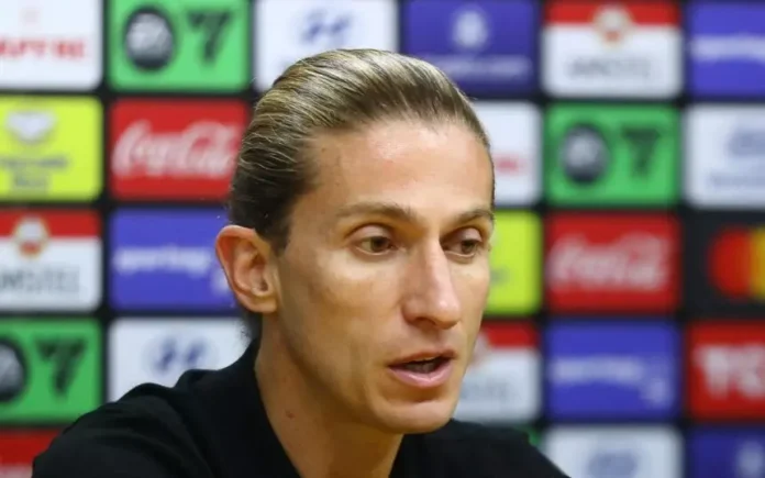 Filipe Luís em entrevista coletiva após vitória do Flamengo