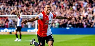 Igor Paixão comemora gol pelo Feyenoord