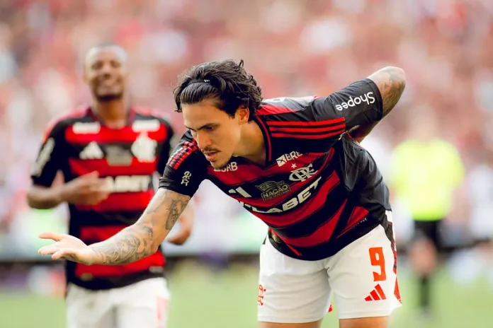 Pedro comemora mais um gol do Flamengo contra o Corinthians