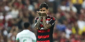 Pulgar comemora seu marcado pelo Flamengo contra o Juventude