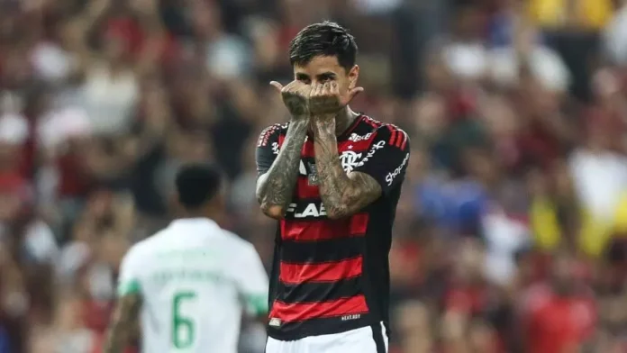 Pulgar comemora seu marcado pelo Flamengo contra o Juventude