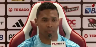 Alex Sandro em entrevista coletiva no Ninho do Urubu