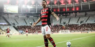 Danilo comemora gol pelo Flamengo contra o Botafogo-PB