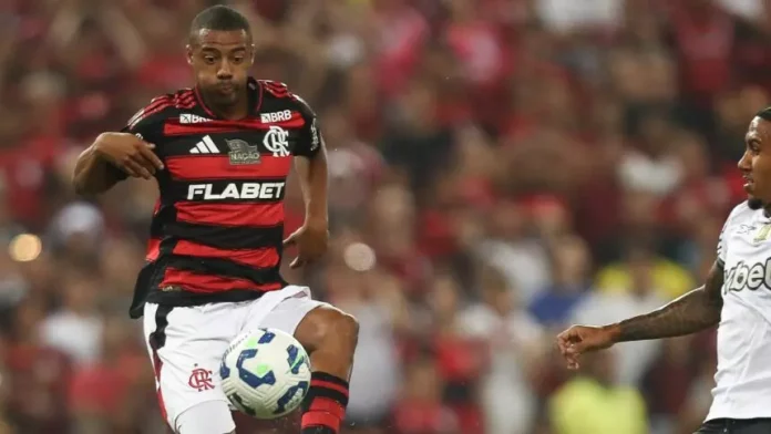 De la Cruz em campo pelo Flamengo contra o Botafogo