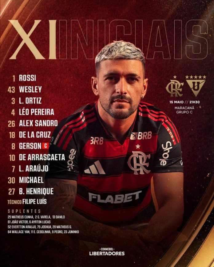 Escalação do Flamengo para o confronto contra a LDU
