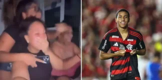 Família comemora o gol de Joshua na vitória do Flamengo na Copa do Brasil