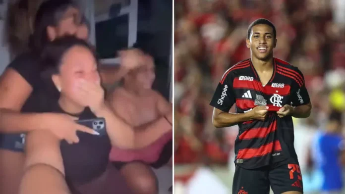 Família comemora o gol de Joshua na vitória do Flamengo na Copa do Brasil