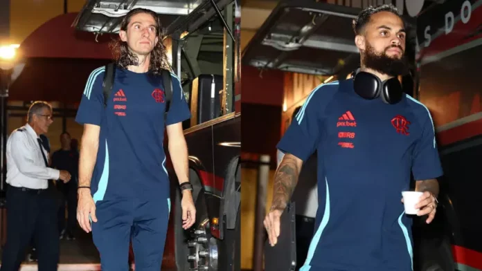O técnico Filipe Luís e o atacante Michael