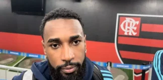 Gerson em entrevista na zona do mista do Maracanã após vitória do Flamengo sobre o Deportivo Táchira