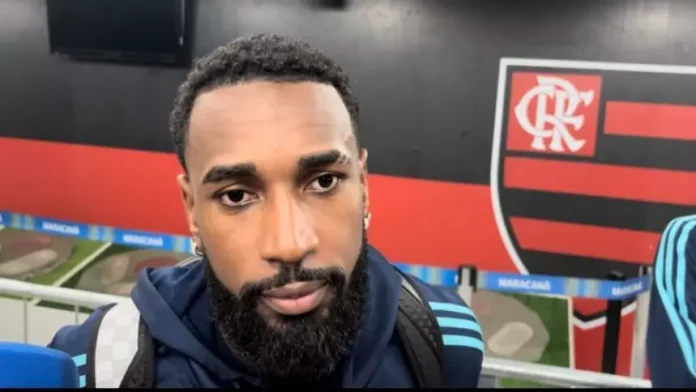 Gerson em entrevista na zona do mista do Maracanã após vitória do Flamengo sobre o Deportivo Táchira