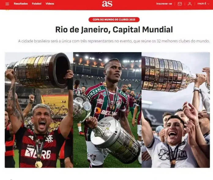 Capa do Jornal AS da Espanha falando sobre os times do Rio de Janeiro
