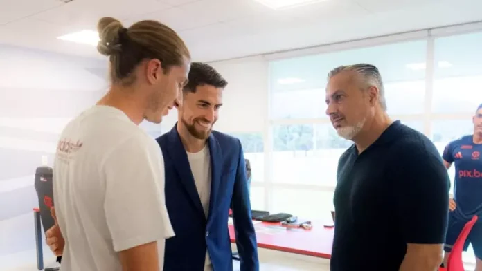 Filipe Luís, Jorginho e Jose Boto no Ninho do Urubu