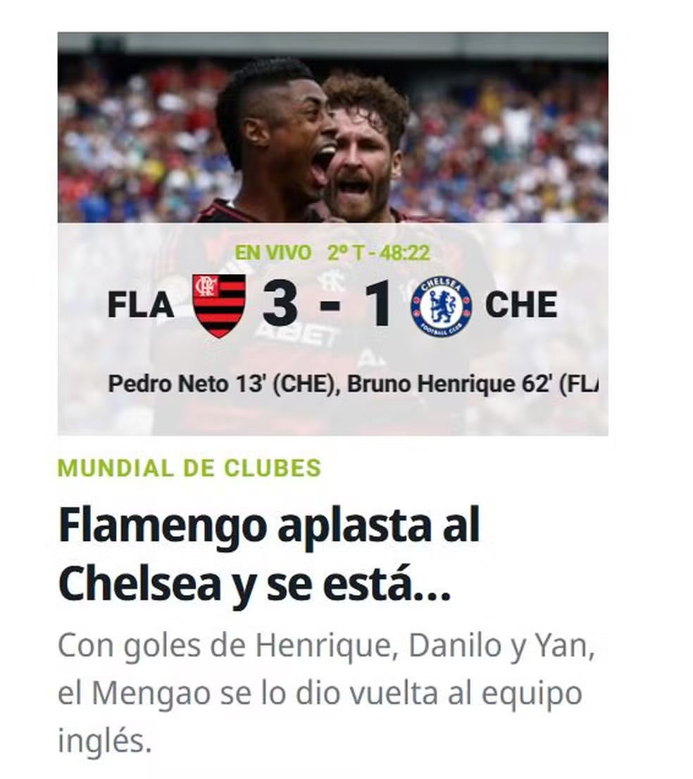 Flamengo 3 x 1 Chelsea - Jornal Olé