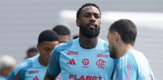 Gerson em treino do Flamengo em Atlantic City